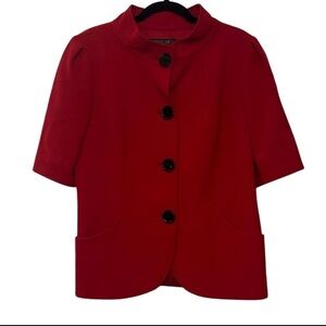 Lafayette 148 New York Women’s Chic Red Button Blazer Blouse Top — Size 10